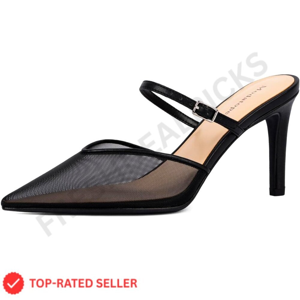 Pointed Toe Stiletto Heels Elegant Ankle Strap Mules Classic Party Pumps